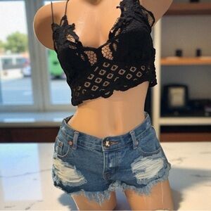 One Teaspoon Blue High-Waisted Jean Shorts